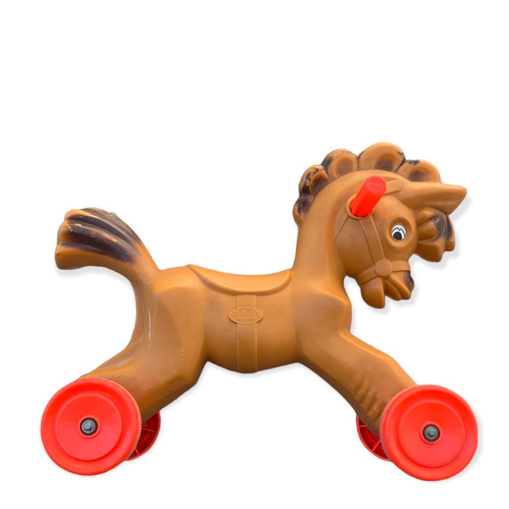 Vintage Blow Mold Plastic Ride On Pony Retro